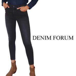 DENIM Forum The Nico Mid Rise Skinny 26L Cropped Skinny Jeans Black Eyeliner -28